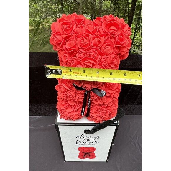 Blooming Flower Bear Red Artificial Rosebuds Teddy Bear Always & Forever Cute! - Picture 5 of 11